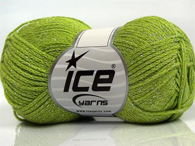 Lot of 8 Skeins Ice Yarns ELEGANT METALLIC COTTON (88% Cotton) Yarn Pistachio Green