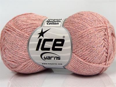 Lot of 8 Skeins Ice Yarns ELEGANT METALLIC COTTON (88% Cotton) Yarn Powder Pink