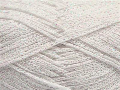 Lot of 8 Skeins Ice Yarns ELEGANT METALLIC COTTON (88% Cotton) Yarn White Iridescent