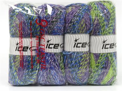 Lot of 4 x 100gr Skeins Ice Yarns ESTRELLA Yarn Blue Purple Green Shades