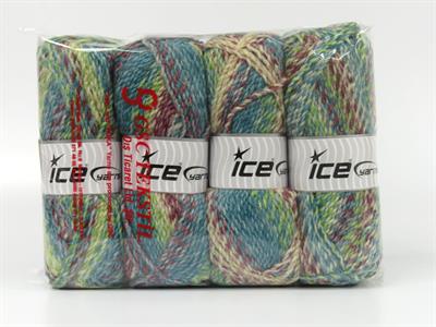 Lot of 4 x 100gr Skeins Ice Yarns ESTRELLA Yarn Green Turquoise Maroon Cream