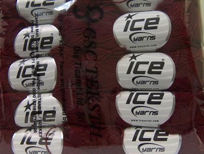Lot of 10 Skeins Ice Yarns ETAMIN Hand Knitting Yarn Burgundy