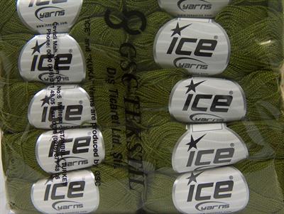 Lot of 10 Skeins Ice Yarns ETAMIN Hand Knitting Yarn Dark Olive Green