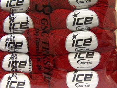 Lot of 10 Skeins Ice Yarns ETAMIN Hand Knitting Yarn Dark Red