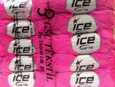 Lot of 10 Skeins Ice Yarns ETAMIN Hand Knitting Yarn Fuchsia