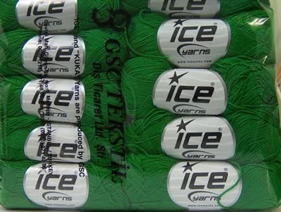 Lot of 10 Skeins Ice Yarns ETAMIN Hand Knitting Yarn Bright Green