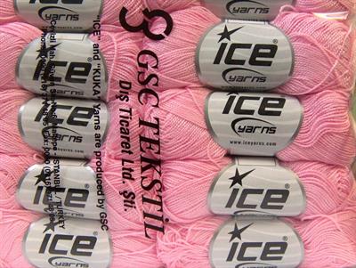 10x30gr. ETAMIN Akrilik Açık Pembe Kışlık, Çok İnce, Düz iplikler, 100% Akrilik