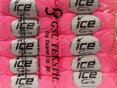 Lot of 10 Skeins Ice Yarns ETAMIN Hand Knitting Yarn Pink
