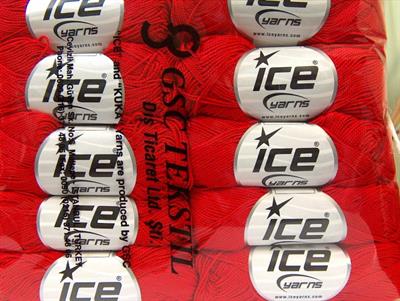 Lot of 10 Skeins Ice Yarns ETAMIN Hand Knitting Yarn Red