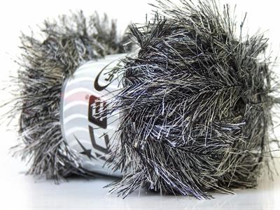 Lot of 4 x 100gr Skeins Ice Yarns EYELASH 100GR Hand Knitting Yarn Black White