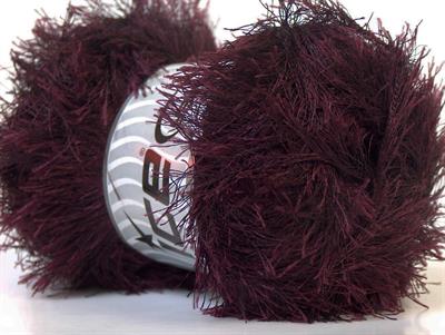 Lot of 4 x 100gr Skeins Ice Yarns EYELASH 100GR Hand Knitting Yarn Dark Maroon
