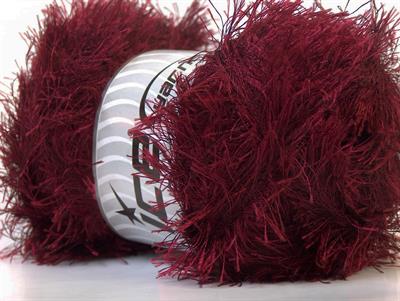 Lot of 4 x 100gr Skeins Ice Yarns EYELASH 100GR Hand Knitting Yarn Dark Red