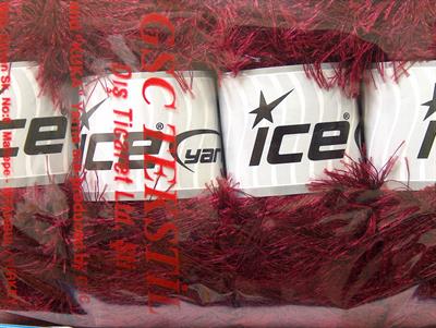 Lot of 4 x 100gr Skeins Ice Yarns EYELASH 100GR Hand Knitting Yarn Dark Red