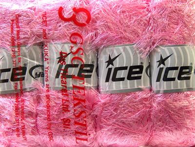 Lot of 4 x 100gr Skeins Ice Yarns EYELASH 100GR Hand Knitting Yarn Light Pink