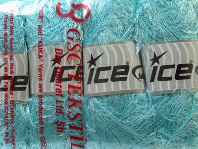 Lot of 4 x 100gr Skeins Ice Yarns EYELASH 100GR Yarn Light Turquoise
