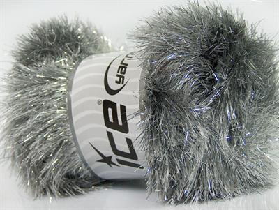 4x100gr. EYELASH DAZZLE Metalik Simli Gri, Gümüş Metalik Simli, Yumoş, Sakallı, Kışlık, Kalın