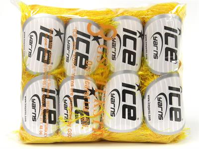 Lot of 8 Skeins Ice Yarns EYELASH GLITZ 50GR Hand Knitting Yarn Gold