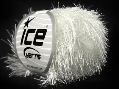 Lot of 8 Skeins Ice Yarns EYELASH GLITZ 50GR Hand Knitting Yarn Optical White
