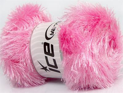 4x100gr. EYELASH GLITZ Simli Açık Pembe Metalik Simli, Yumoş, Sakallı, Kışlık, Kalın