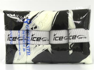 Lot of 4 x 100gr Skeins Ice Yarns FANTASIA (25% Wool) Yarn Black White