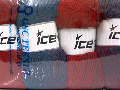 Lot of 4 x 100gr Skeins Ice Yarns FANTASIA (25% Wool) Yarn Red Blue