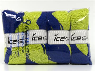 Lot of 4 x 100gr Skeins Ice Yarns FANTASIA (25% Wool) Yarn Yellow Blue