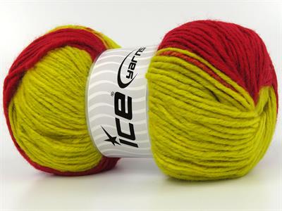 Lot of 4 x 100gr Skeins Ice Yarns FANTASIA (25% Wool) Yarn Yellow Red