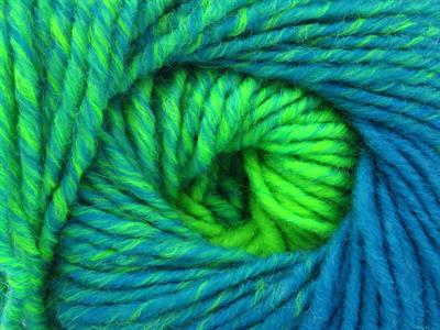 Lot of 4 x 100gr Skeins Ice Yarns FANTASIA (25% Wool) Yarn Neon Green Turquoise