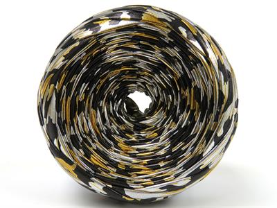 1x170gr. FAUX LEATHER  Siyah, Gümüş, Altın Şerit, Yazlık İplikler, Çok Kalın, Batik Desenli