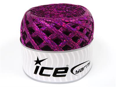 1x170gr. FAUX LEATHER  Fuşya Şerit, Yazlık İplikler, Çok Kalın, Batik Desenli