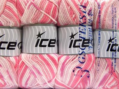 4x100gr. FAVORITE BABY Akrilik Pembe tonları Kışlık, Bebe, Düz iplikler, Batik Desenli, Worsted, 100% Akrilik