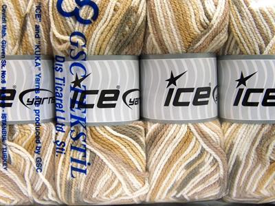 4x100gr. FAVORITE BABY Akrilik Beyaz, Kahverengi Tonları Kışlık, Bebe, Düz iplikler, Batik Desenli, Worsted, 100% Akrilik