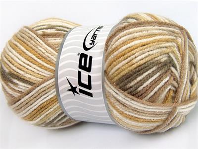 4x100gr. FAVORITE BABY Akrilik Beyaz, Kahverengi Tonları Kışlık, Bebe, Düz iplikler, Batik Desenli, Worsted, 100% Akrilik