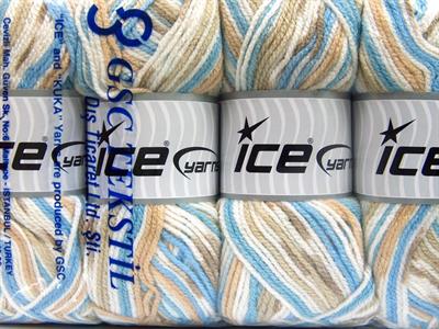 4x100gr. FAVORITE BABY Akrilik Beyaz, Deve Tüyü, Bej, Bebe Mavisi Kışlık, Bebe, Düz iplikler, Batik Desenli, Worsted, 100% Akrilik