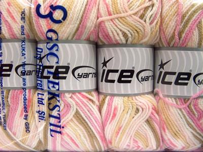 4x100gr. FAVORITE BABY Akrilik Beyaz, Krem, Deve Tüyü, Pembe tonları Kışlık, Bebe, Düz iplikler, Batik Desenli, Worsted, 100% Akrilik