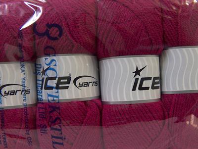 4x100gr. FAVORITE Akrilik Koyu pembe Kışlık, Düz iplikler, Worsted, 100% Akrilik