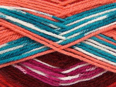 Lot of 4 x 100gr Skeins Ice Yarns FAVORITE ETHNIC Yarn Burgundy Red Salmon Turquoise Black White