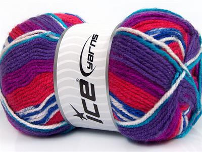 Lot of 4 x 100gr Skeins Ice Yarns FAVORITE ETHNIC Yarn Purple Shades Red Blue White Turquoise