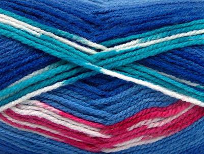Lot of 4 x 100gr Skeins Ice Yarns FAVORITE ETHNIC Yarn Blue Shades Turquoise White Pink