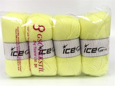 4x100gr. FAVORITE Akrilik Limon Sarısı Kışlık, Düz iplikler, Worsted, 100% Akrilik