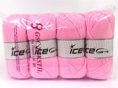 4x100gr. FAVORITE Akrilik Pembe Kışlık, Düz iplikler, Worsted, 100% Akrilik