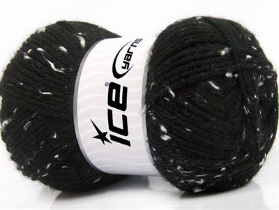 4x100gr. FAVORITE TWEED Viskon, Akrilik Siyah, Beyaz Kışlık, Noktalı, Düz iplikler, Worsted, 100% Akrilik