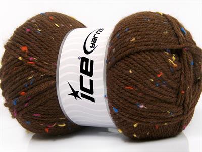 4x100gr. FAVORITE TWEED Viskon, Akrilik Kahverengi, Gökkuşağı Kışlık, Noktalı, Düz iplikler, Worsted, 100% Akrilik