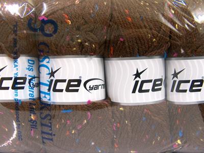 4x100gr. FAVORITE TWEED Viskon, Akrilik Kahverengi, Gökkuşağı Kışlık, Noktalı, Düz iplikler, Worsted, 100% Akrilik