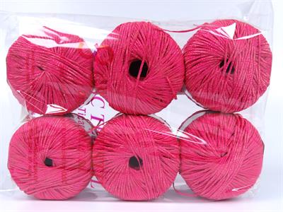 Lot of 6 Skeins Ice Yarns FETTUCCIA Hand Knitting Yarn Fuchsia