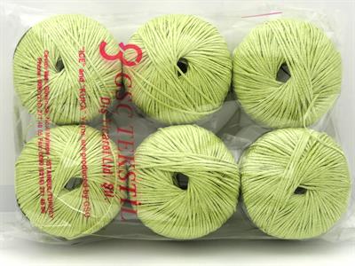 Lot of 6 Skeins Ice Yarns FETTUCCIA Hand Knitting Yarn Light Green