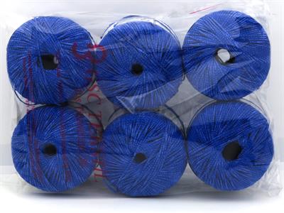 Lot of 6 Skeins Ice Yarns FETTUCCIA Hand Knitting Yarn Saxe Blue
