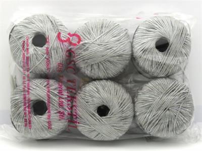Lot of 6 Skeins Ice Yarns FETTUCCIA Hand Knitting Yarn Silver