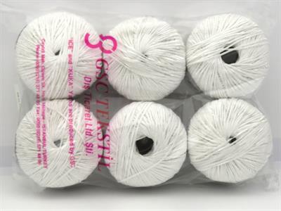 Lot of 6 Skeins Ice Yarns FETTUCCIA Hand Knitting Yarn White