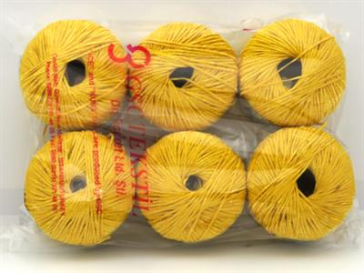 Lot of 6 Skeins Ice Yarns FETTUCCIA Hand Knitting Yarn Yellow